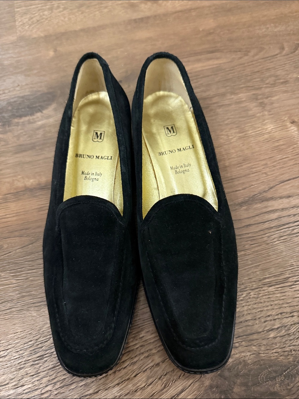 Bruno Magli Black Suede Slip-On Loafers Size 8.5 AA Italian made in Italy